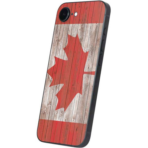 Canadian Flag Dark Wood iPhone 16e Skin